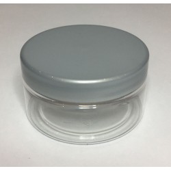 100ml Clear Plastic Jar with Silver Grey Lid