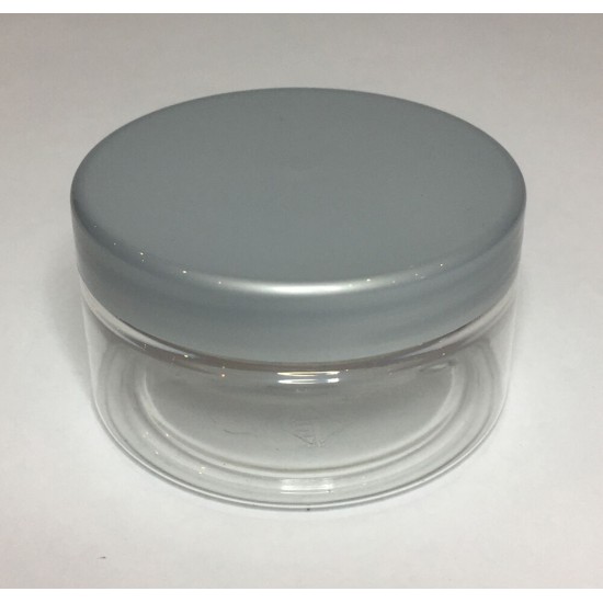 100ml Clear Plastic Jar with Silver Grey Lid