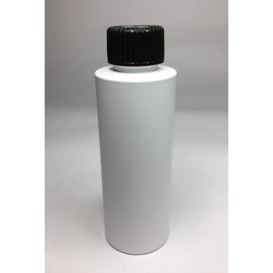 100ml White Cylinder Bottle with Black Ribbed Cap