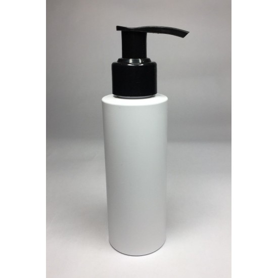 100ml White Cylinder Bottle with Black Lotion Pump