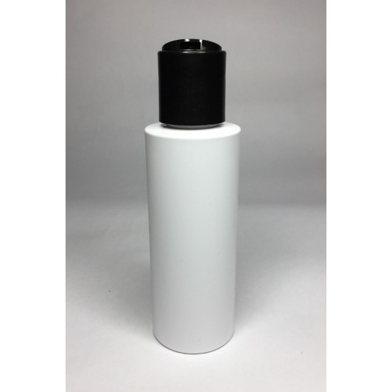 100ml White Cylinder Bottle with Black Disc Top Cap 100ml White Cylinder Bottle with Black Disc Top Cap