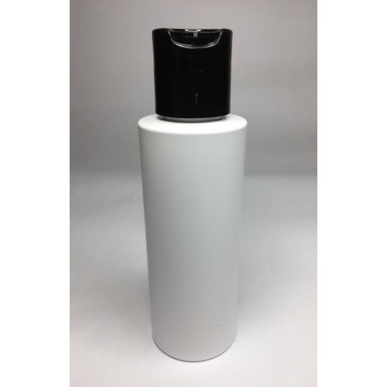 100ml White Cylinder Bottle with Black Disc Top Cap
