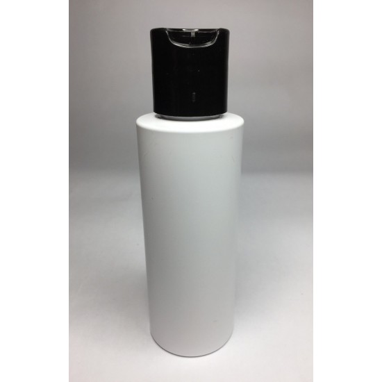 100ml White Cylinder Bottle with Black Disc Top Cap 100ml White Cylinder Bottle with Black Disc Top Cap