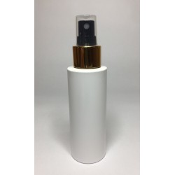 100ml White Cylinder Bottle with Gold & Black Atomiser