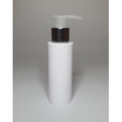 100ml White Cylinder Bottle with Chrome Natural Pump