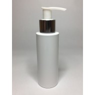 100ml White Cylinder Bottle with Chrome Lotion Pump