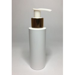 100ml White Cylinder Bottle with Gold Lotion Pump