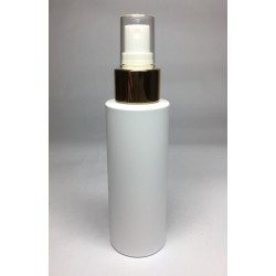 100ml White Cylinder Bottle with Gold Atomiser