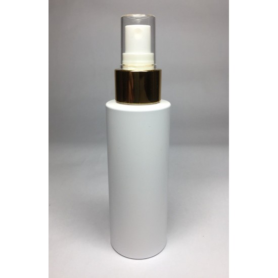 100ml White Cylinder Bottle with Gold Atomiser