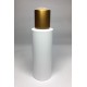 100ml White Cylinder Bottle with Matt Gold Disc Top