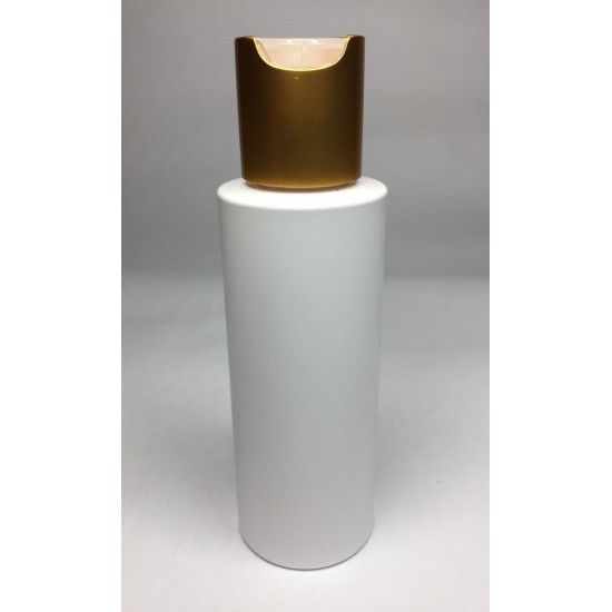 100ml White Cylinder Bottle with Matt Gold Disc Top