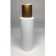 100ml White Cylinder Bottle with Matt Gold Disc Top