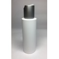 100ml White Cylinder Bottle with Matt Silver Disc Top