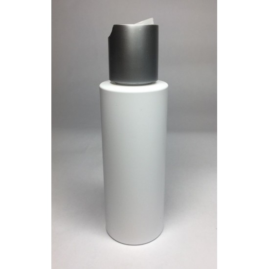 100ml White Cylinder Bottle with Matt Silver Disc Top