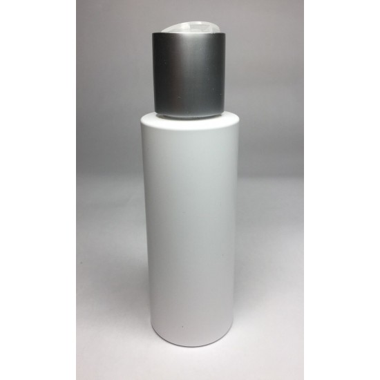 100ml White Cylinder Bottle with Matt Silver Disc Top