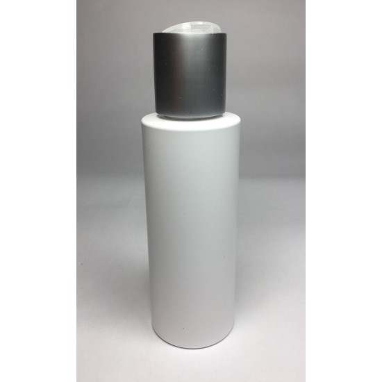 100ml White Cylinder Bottle with Matt Silver Disc Top 100ml White Cylinder Bottle with Matt Silver Disc Top