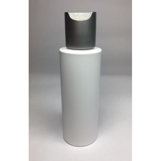 100ml White Cylinder Bottle with Matt Silver Disc Top 100ml White Cylinder Bottle with Matt Silver Disc Top
