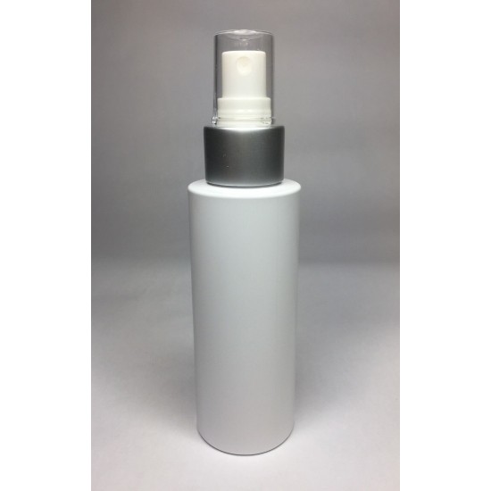 100ml White Cylinder Bottle with Matt Silver Atomiser