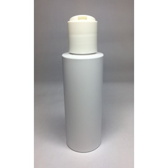 100ml White Cylinder Bottle with White Disc Top Cap 100ml White Cylinder Bottle with White Disc Top Cap