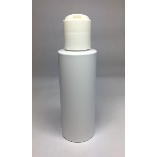 100ml White Cylinder Bottle with White Disc Top Cap