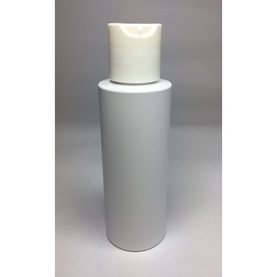 100ml White Cylinder Bottle with White Disc Top Cap 100ml White Cylinder Bottle with White Disc Top Cap