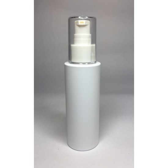 100ml White Cylinder Bottle with White Serum Pump