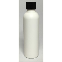 200ml Tall White HDPE Boston With Black Screw on Lid