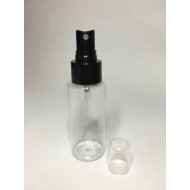 100ml Clear Plastic Cylinder Bottle with Black Atomiser