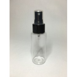 100ml Clear Plastic Cylinder Bottle with Black Atomiser