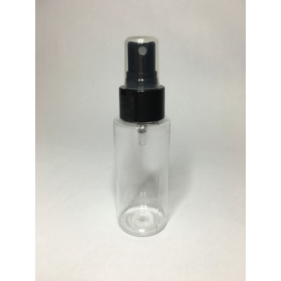 100ml Clear PET Cylinder Bottle with Black Atomiser