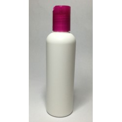 200ml Tall White HDPE Boston With Pink Disc Top Lid