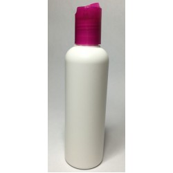 150ml Tall White HDPE Boston With Pink Disc Top Lid