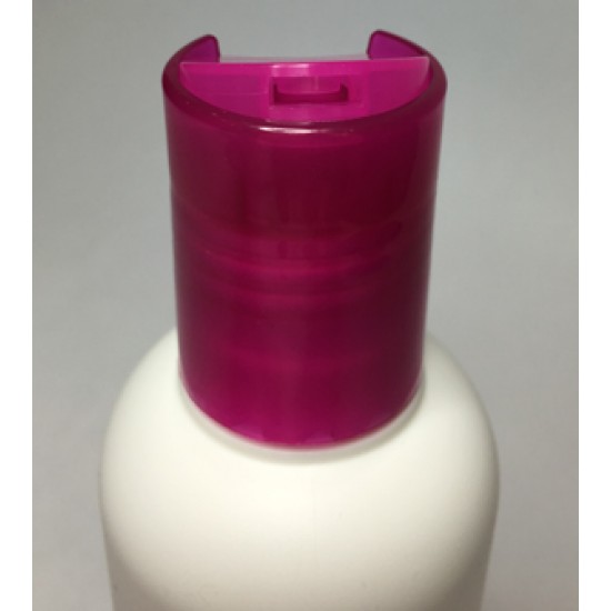 150ml Tall White HDPE Boston With Pink Disc Top Lid