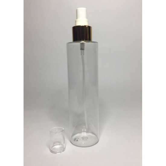 150ml Clear Plastic Cylindrical Bottle with Shiny Gold Atomiser Spray 150ml Clear Plastic Cylindrical Bottle with Shiny Gold Atomiser Spray