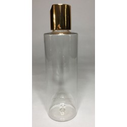 150ml Clear Plastic Cylindrical Bottle with Shiny Gold Disc Top Cap