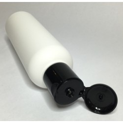150ml White HDPE Tall Boston With Black Flip Top Lid