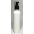 250ml White HDPE Boston With Black Cream Pump And Over Cap