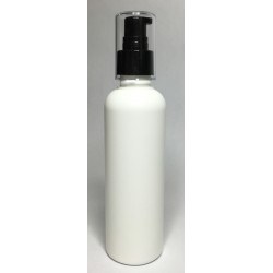 250ml White HDPE Boston With Black Cream Pump And Over Cap