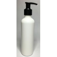 250ml White HDPE Boston With Black Lotion Pump