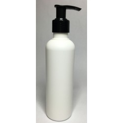 200ml Tall White HDPE Boston With Black Lotion Pump