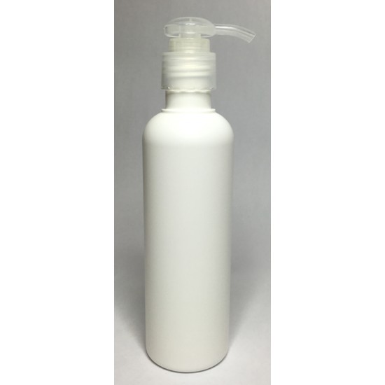 200ml White HDPE Tall Boston With Natural Lotion Pump