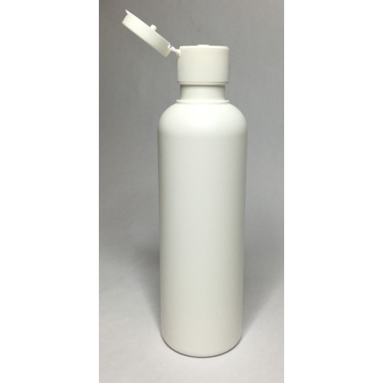 200ml White HDPE Tall Boston With White Flip Top Lid