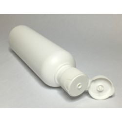 250ml White HDPE Boston With White Flip Top Lid