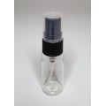 15ml Clear Plastic Cylinder Bottle & Black Atomiser