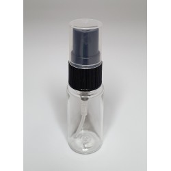 15ml Clear Plastic Cylinder Bottle & Black Atomiser