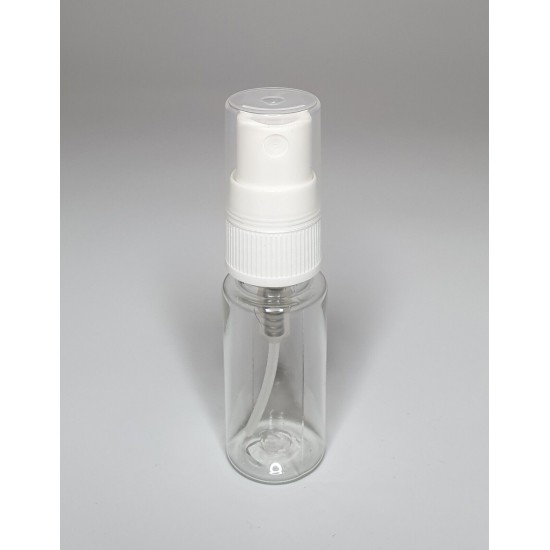 15ml Clear Plastic Cylinder Bottle & White Atomiser