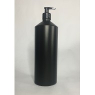 1000ml (1L) Black HDPE Swipe Bottle with Black Lotion Pump