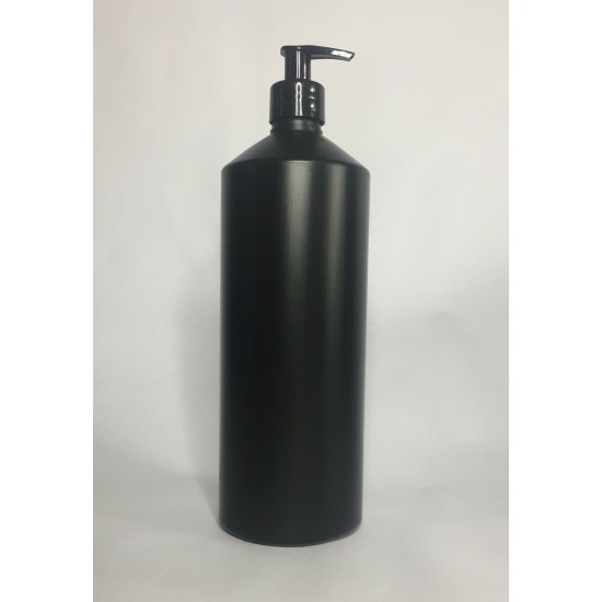 1000ml (1L) Black HDPE Swipe Bottle with Black Lotion Pump