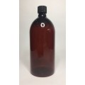 1000ml (1L) Amber PET Sirop Bottle with Black Screw On Cap