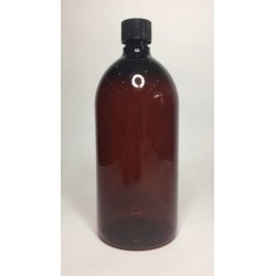 1000ml (1L) Amber PET Sirop Bottle with Black Screw On Cap